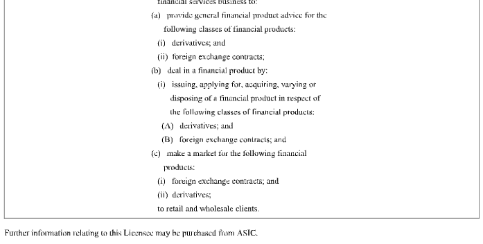 Vantage FX澳大利亚金融牌照证书